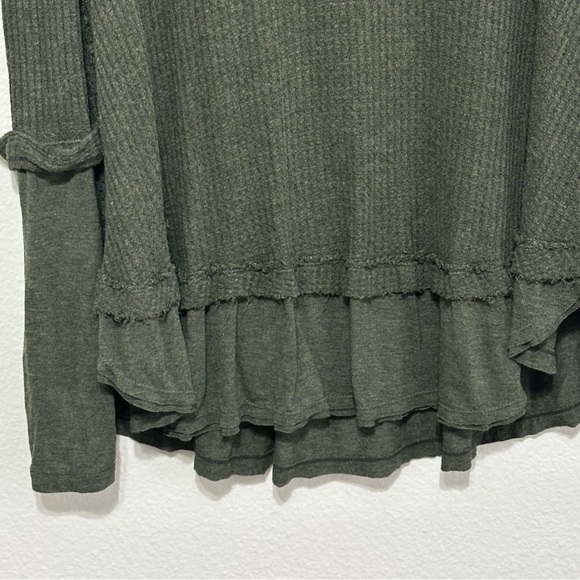 Free People Laguna Thermal Long Sleeve Top Women's Small Army Green Boho Flowy - Picture 3 of 10